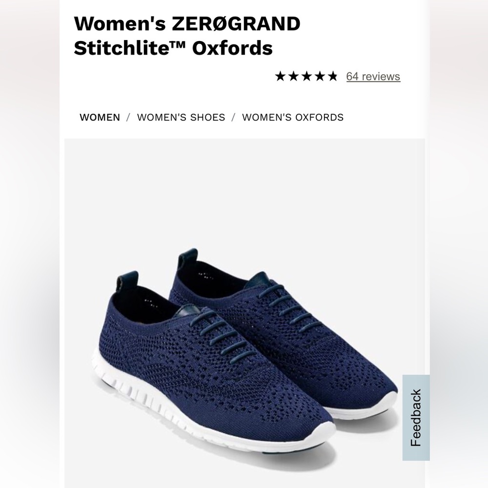NAVY Women's ZERØGRAND Stitchlite™ Oxfords - SIZE 10 - WORN ONCE